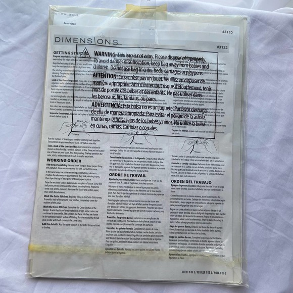 Dimensions Stamped Cross Stitch Two Hearts Wedding Record  One Love 3122 - Picture 4 of 4